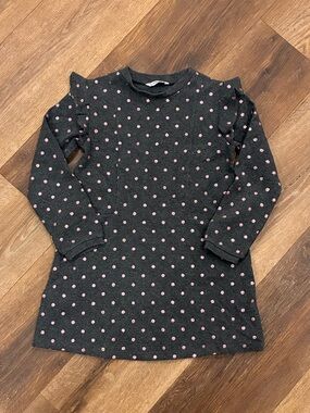 Mayoral Gray Long Sleeve Pink Sparkle Polkadot Dress Outfit Glitter 6 Girl